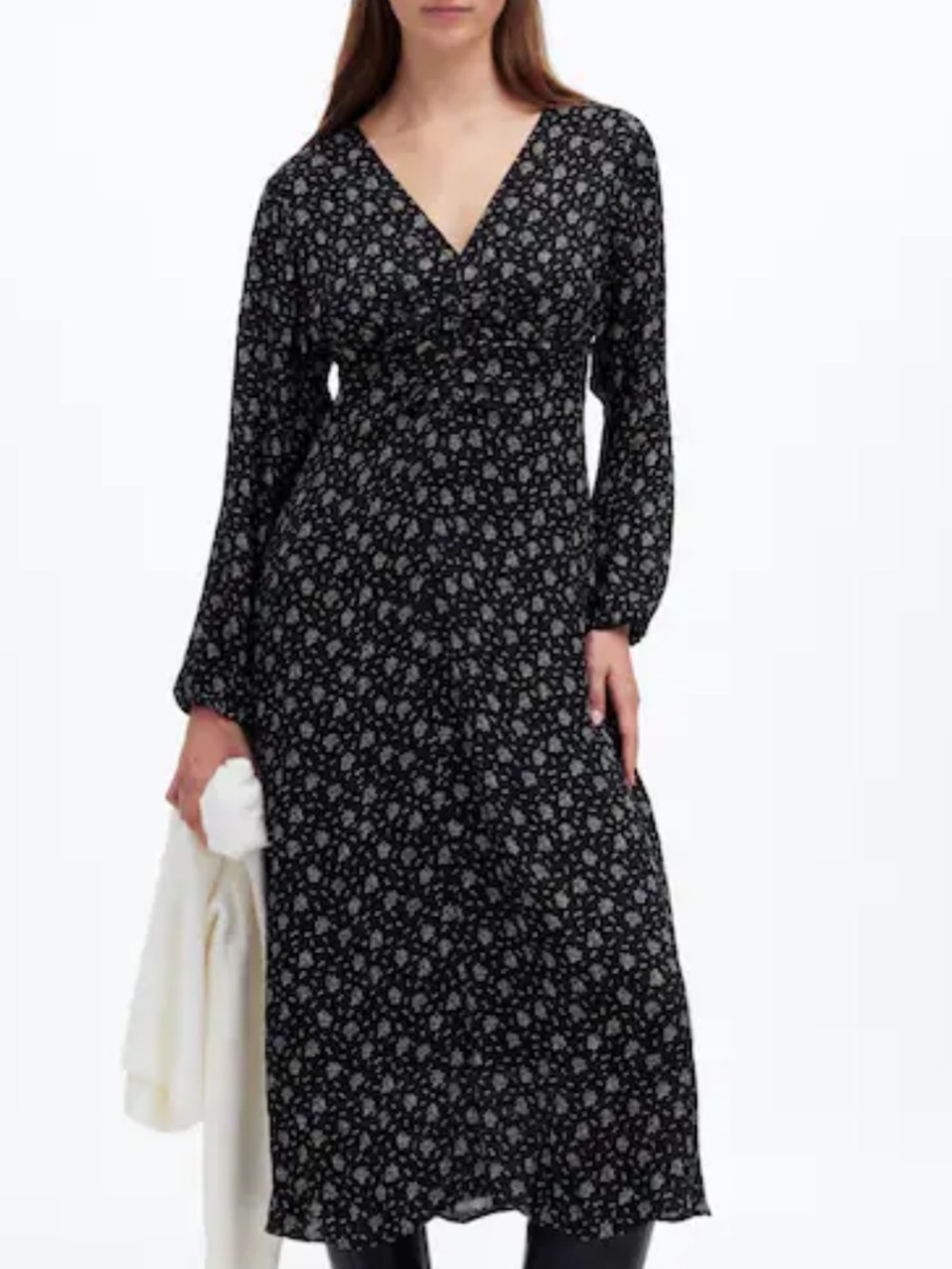 Madewell V-Neck Ruched Midi Dress sz 2